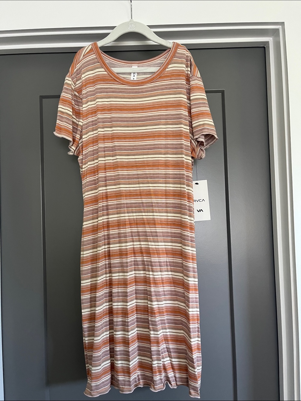 NWT RVCA Rover Striped Dress in Orange, Rust, Cream